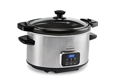  Olla de cocción lenta digital de 4 cuartos de galón con tapa de bloqueo () acero inoxidable Foto 1 de 4