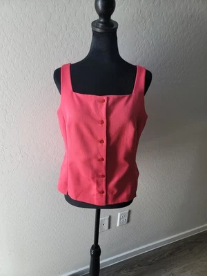 Y2K Nine & Company 100% Polyester Top Womens Clothing Sleeveless Red Button Up-M - Image 1 of 4