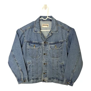 Wrangler Rugged Wear Denim Chore Jacke Herren L Indigo Blau Light Wash Knopfleiste - Bild 1 von 16