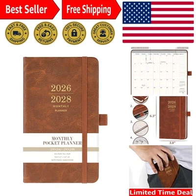 2026-2028 Monthly Pocket Planner – Stylish Faux Leather, 3- Organizer - Image 1 of 4