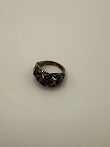 Vintage Sterling Silver 925 Filigree Marcasite Style Ring – Size ~8 – 4.2g - Picture 1 of 7