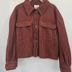 Anthropologie Avec Les Filles Womens Rust Corduroy Oversized Shacket Size Large - Picture 1 of 8