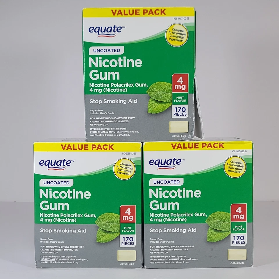 EQUATE 7894 Uncoated Nicotine Gum - 170 Pieces