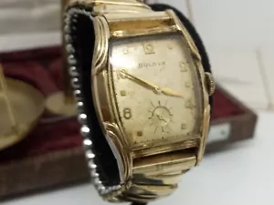 Reloj vintage 1950 BULOVA L7 para hombre banda de belleza art deco suizo oro 10 K F - Imagen 1 de 15