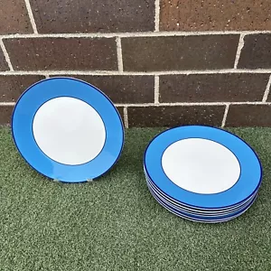 Set of 7 Treviso Pagnossin Ironstone Spa Sky Blue 10 3/4" Dinner Plates Italy - Picture 1 of 6