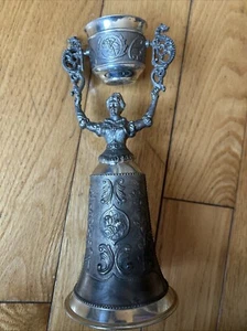 Vtg Rare Pewter Silver Toned Gnadental Zinc German Bride Wedding Dual Cup Goblet - Picture 1 of 9