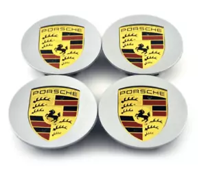 Porsche Wheel Centre Cap Replacement x4 (SILVER)76mm Cayenne, Boxster, 911, 718 - Picture 1 of 9