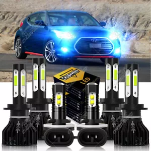 For 2012-2017 Hyundai Veloster 8000K LED Headlight High/Low+ Fog Light Bulbs Kit - Picture 1 of 10