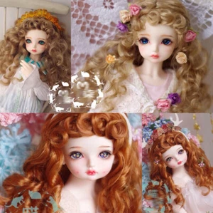 New 1/3 1/4 1/6 Red Brown/Sweet Milk Tea Brown Curly Hair MDD YOSD BJD Doll Wig - Picture 1 of 10