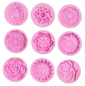 9 Pcs Flowers Fondant Molds Silicone Molds for Cupcake Dessert Round shape - Picture 1 of 8