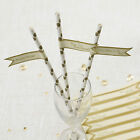 Pk 30 MESSAGE FLAGS for DRINKING STRAWS Chic Boutique IVORY GOLD Attachment
