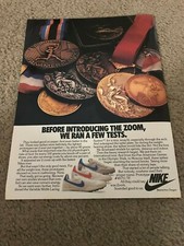Vintage NIKE ZOOM TRACK FIELD Running Shoes Spikes Poster Print Ad 1980s RARE