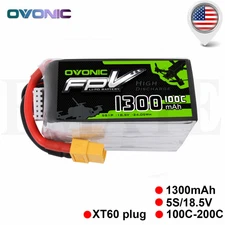 OVONIC 1300mAh 18.5V 5S 100C Lipo Battery XT60 Plug For FPV Quadcopter Airplane