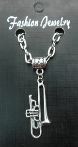Trumpet Pendant Necklace 20" or 24 Inch Chain Musician Jazz Trumpeter Charm - Picture 1 of 4