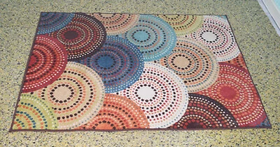 Great Rug Design  46in. x 65in. Geometric Colorful Circles, Blue, Green, Orange  - Image 1 of 4