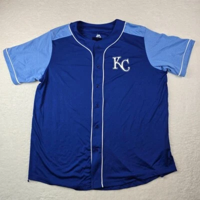 Majestic Kansas City Royals Baseball Jersey Men's Size XXL Blue Blank Button MLB - Image 1 of 4