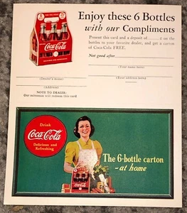 Coca-Cola Soda Gutschein 40er Jahre Vintage Original Coke NOS unbenutzt Werbung - Bild 1 von 4