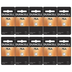 10x Duracell 76A 1.5V Alkaline Battery Replacement LR44,CR44,SR44,AG13,A76,PX76 - Picture 1 of 1