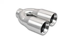 Vibrant 2.5" ID Dual 3.5" OD Round SS Tips (Double Wall, Straight Cut) - Picture 1 of 7