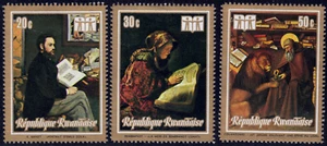 1973 Rwanda SC# 506-508 - Paintings Connected with Reading - 3 Different - M-HR - Picture 1 of 2