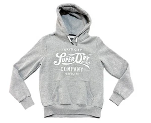 SUPERDRY Women’s Hoodie Osaka Team Script Style College Size 14 Pockets Gray - Picture 1 of 12