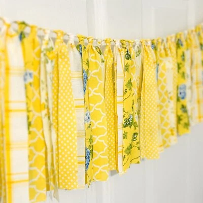 Fabric Rag Tie Garland Spring Home Decor Photo Backdrop Summer Mantel Decoration - Image 1 of 4