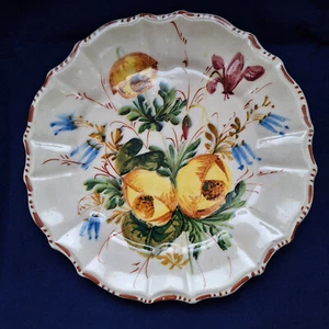 Vintage Italian Renaissance Revival Hand-Painted Floral yellow peony plate 7.5" - Picture 1 of 15