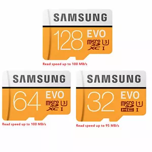 Samsung 64GB 128GB microSD SDHC SDXC EVO TF Class 10 UHS-I Memory Card F/ CCTV - Picture 1 of 7