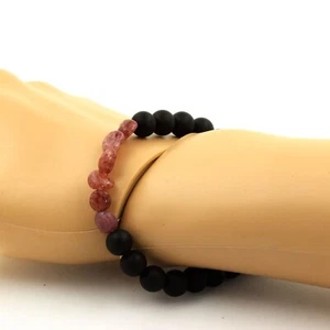 Armband Rubin Aus Brazilien + Perlen Schwarz Onyx Matt - Bild 1 von 7