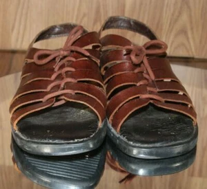 Schnür-Riemchen-Sandalen Slingback 7,5 Leder-Obermaterial hergestellt in Brasilien Croft & Barrow - Bild 1 von 11