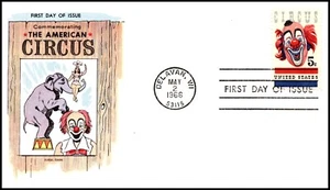 Scott 1310 - 5 Cents Circus Fluegel FDC - Unaddressed - Planty 1310-15 - Picture 1 of 2