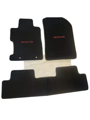 Alfombrilla alfombrillas negras de nailon con emblema rojo para Honda Civic 2 4 puertas 06-11 Foto 1 de 4