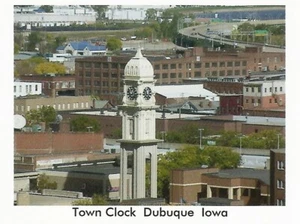 Postcard Iowa Dubuque Town Clock Aerial View of City MINT Unused - Foto 1 di 1