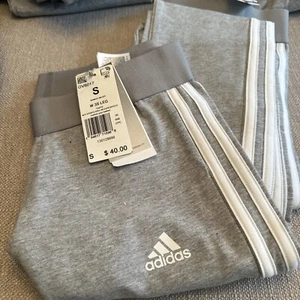 adidas High-Rise Gray 3-Stripes 7/8 Sport Ankle Leggings Women's Size Small - Picture 1 of 2