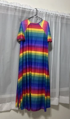 Vestido Largo Estampado Arco Iris Caftán Tigre Lirio Tumbona Orgullo Talla Única De Colección Foto 1 de 4