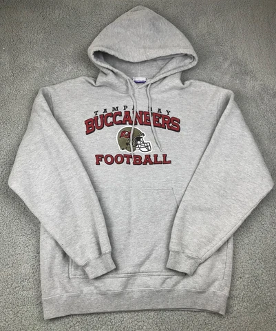 Tampa Bay Buccaneers Hoodie Adult Medium Gray Jacket NFL Football Reebok Mens Cover