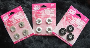 3pk Susan Bates Plastic Edge NO-SNAG SNAPS Sz 3/4", 7/8", 1" White, Beige Black - Picture 1 of 11