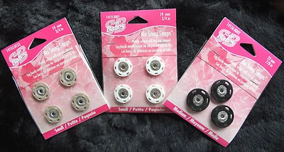 3pk Susan Bates Borde de Plástico SIN ENGANCHES BROCHES Talla 3/4", 7/8", 1" Blanco, Beige Negro Foto 1 de 2