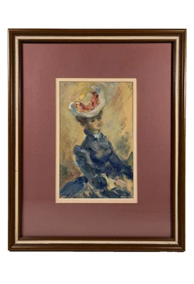 STANISLAS ELESZKIEVICZ PARIS WOMAN GIRL PORTRAIT WATERCOLOR VINTAGE PAINTING - Image 1 of 4