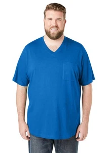 KingSize Men's Big & Tall Shrink-Less Lightweight V-Neck Pocket T-Shirt - Picture 1 of 38
