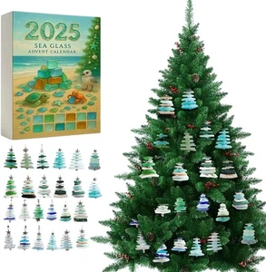 Sea Glass Christmas Tree Advent Calendar 24 Days Acrylic Holiday Countdown - Picture 1 of 7