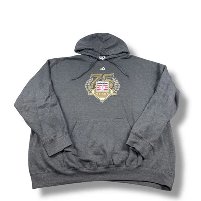 Moletom com capuz Majestic National Baseball Hall of Fame 75 anos cinza masculino 2XL EXCELENTE ESTADO USADO - Imagem 1 de 4