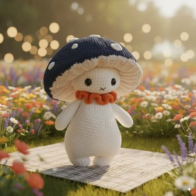 Mushroom Friend Amigurumi - Corrected Crochet Pattern US terms - Image 1 of 4