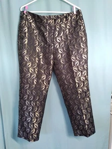 Ann Taylor Factory Brokat Signature Fit Slim Ankle Hose 10 schwarz gold Blumen - Bild 1 von 8