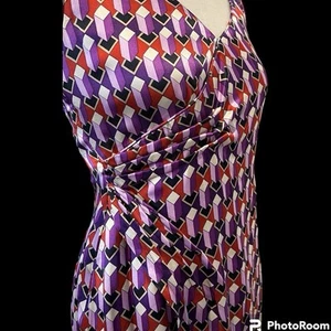 Retro 60s Silk Geo Print Maxi Dress. Motown Musical Costume. - Picture 1 of 4