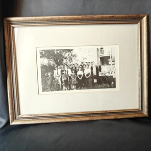 Original Vintage s/w Bild Familie Herr Damen Kinder gerahmt mattiert USA - Bild 1 von 7