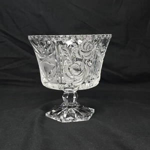VTG Heavy Crystal Glass Pedestal Bowl 6.5" Centerpiece Serving Compote Floral - Picture 1 of 14
