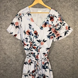 J Jill Dress Womens Large Multicolor Floral Maxi Tie Front Lined V-Neck - Picture 1 of 6