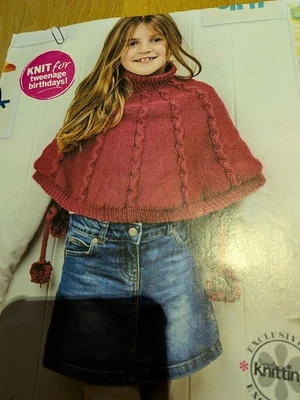Childs Pompom Poncho Knitting Pattern. - Image 1 of 2