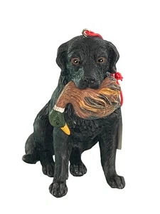Schwarzer Labrador Weihnachtsschmuck 3D hält Fasan Jagd 3,5" groß selten - Bild 1 von 9